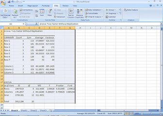 How calculate Anova two-factor without replication in Excel