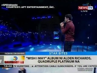BT: 'Wish I May' album ni Alden Richards, nakatanggap ng quadruple platinum award