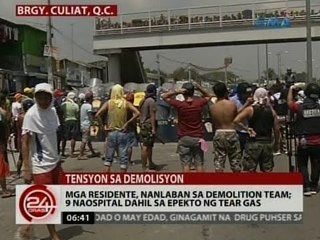 24 Oras: Mga residente, nanlaban sa demolition team; 9 naospital dahil sa epekto ng tear gas