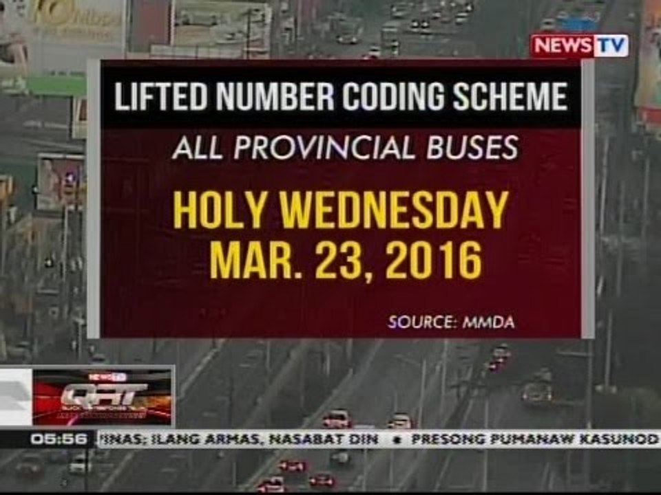 QRT: Holy Week traffic schedule