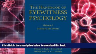 FREE [PDF]  The Handbook of Eyewitness Psychology: Volume I: Memory for Events (Volume 1)  FREE