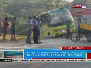 2 patay, 11 sugatan matapos mahulog sa bangin ang isang pampasaherong bus sa Dimiao, Bohol
