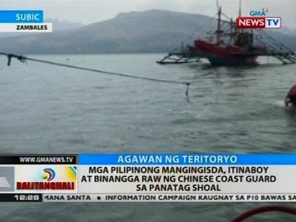 BT: Mga Pilipinong mangingisda. itinaboy at binangga raw ng Chinese coast guard sa Panatag Shoal