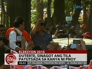 24 Oras: Duterte, sinagot ang tila patutsada sa kanya ni PNoy