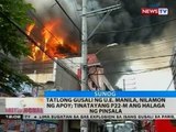 Tatlong gusali ng U.E. Manila, nilamon ng apoy; tinatayang P22-M ang halaga ng pinsala