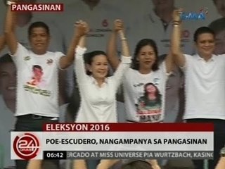 24 Oras: Poe-Escudero, nangampanya sa Pangasinan