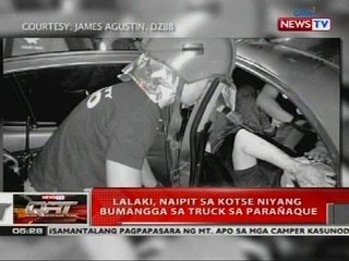 QRT: Lalaki, naipit sa kotse niyang bumangga sa truck sa Parañaque
