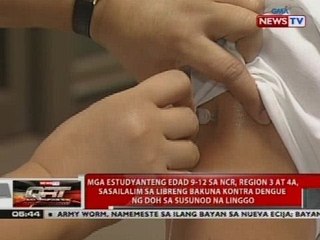 Mga estudyanteng edad 9-12 sa NCR, Region 3 at 4A, sasailalim sa libreng bakuna kontra dengue