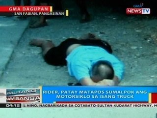 BP: Rider, patay matapos sumalpok ang motorsiklo sa isang truck