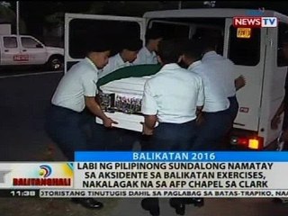 Labi ng Pilipinong sundalong namatay sa aksidente sa Balikatan Exercises, nakalagak na
