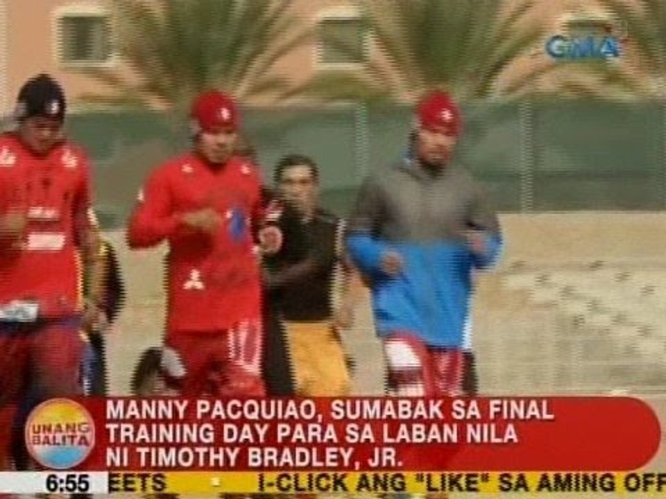 UB: Pacquiao, sumabak sa final training day para sa laban nila ni Bradley