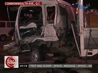 24 Oras: Tatlo sugatan sa banggaan ng dalawang truck