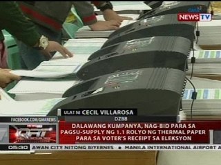 2 kumpanya, nag-bid para sa pagsu-supply ng 1.1 rolyo ng thermal paper para sa voter's receipt