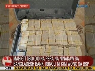 UB: Mahigit $800,000 na pera na ninakaw sa Bangladesh Bank, isinoli ni Kim Wong sa BSP