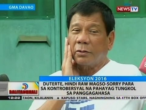 Duterte, 'di raw hihingi ng paumanhin sa pahayag niya tungkol sa Australyanang ginahasa at pinatay