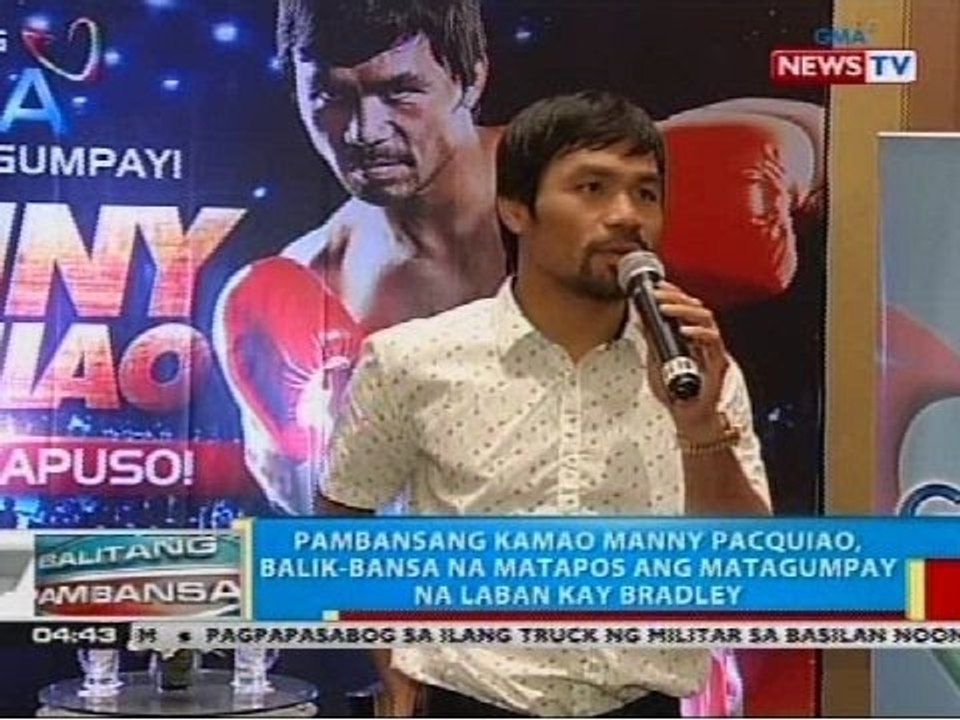Pambansang Kamao Manny Pacquiao, balik-bansa na matapos ang matagumpay na laban kay Bradley