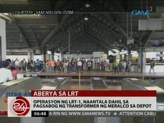 24 Oras: Operasyon ng LRT 1, naantala dahil sa pagsabog ng transformer ng Meralco sa depot