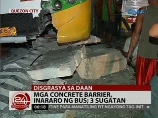 24 Oras: Mga concrete barrier, inararo ng bus