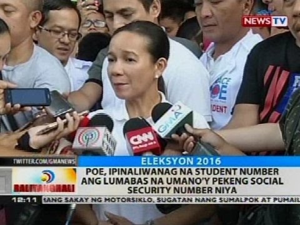 Poe, ipinaliwanag na student number ang lumabas na umano'y pekeng social security number niya