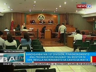 Sandiganbayan 1st Division, pinagkokomento ang prosekusyon kaugnay ng mosyon ni Sen. Revilla