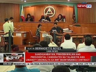 Sandiganbayan, pinagbawalan ang presidential candidates na talakayin ang umano'y anomalya sa MRT