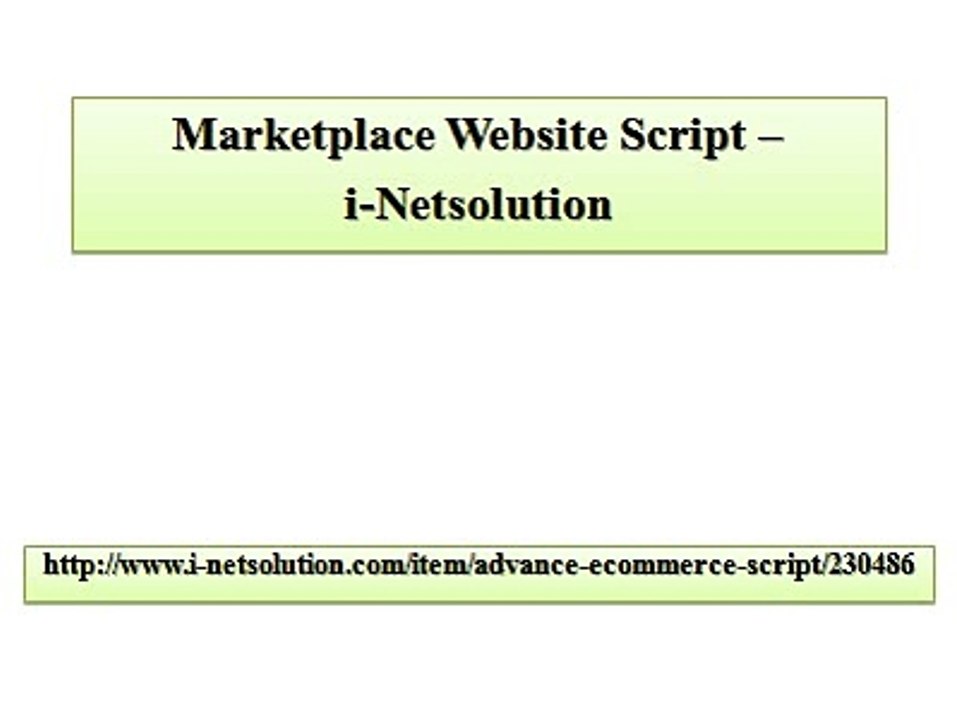 Marketplace Website Script –i-Netsolution