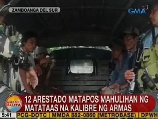 UB: 12 arestado sa Zamboanga Del Sur matapos mahulihan ng matataas na kailbre ng armas
