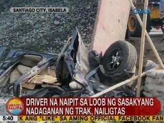 UB: Driver na naipit sa loob ng sasakyang nadaganan ng trak sa Santiago City, Isabela, nailigtas