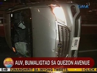 UB: AUV, bumaligtad sa Quezon Avenue