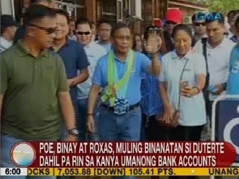 UB: Poe, Binay at Roxas, muling binanatan si Duterte dahil pa rin sa kanya umanong bank accounts