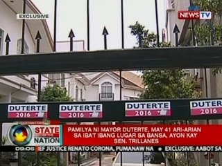 SONA: Trillanes: Pamilya ni Mayor Duterte, may 41 ari-arian sa iba't ibang lugar sa bansa