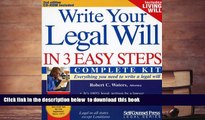 FREE [PDF]  Write Your Legal Will in 3 Easy Steps - US: Everything you need to write a legal will