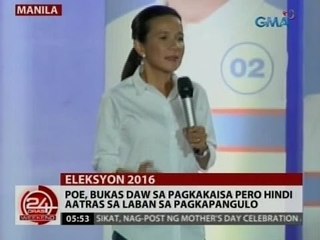 24 Oras: Poe, bukas daw sa pagkakaisa pero hindi aatras sa laban sa pagkapangulo