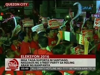 24 Oras: Mga taga-suporta ni Santiago, nagdaos ng street party sa huling araw ng kampanya