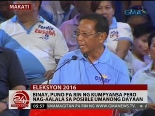 24 Oras: Binay, puno pa rin ng kumpyansa pero nag-aalala sa posible umanong dayaan