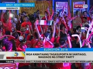 BT: Mga kabataang tagasuporta ni Santiago, nagdaos ng street party