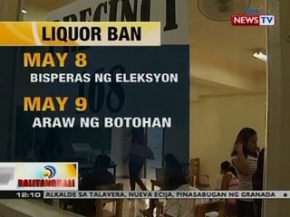 BT: Pagbili at pagbenta ng mga inuming may alkoho, bawal sa May 8-9