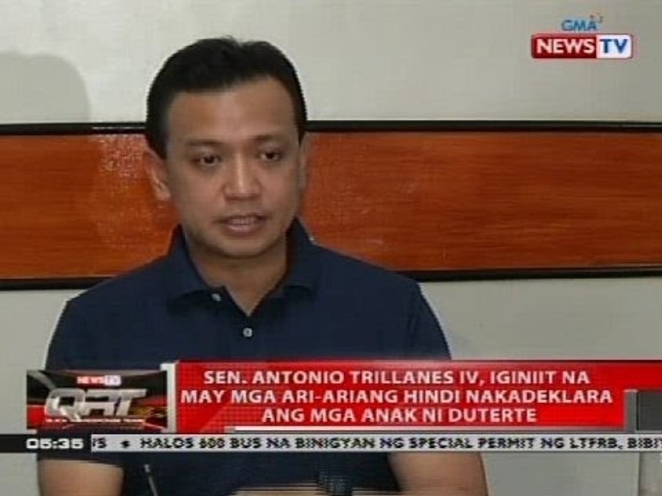 Sen. Antonio Trillanes IV, iginiit na may mga ari-ariang hindi nakadeklara ang mga anak ni Duterte
