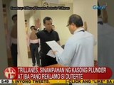 UB: Trillanes, sinampahan ng kasong plunder at iba pang reklamo si Duterte