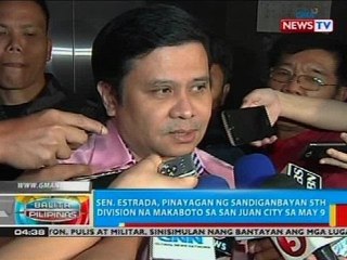 Sen. Estrada, pinayagan ng Sandiganbayan 5th Division na makaboto sa San Juan City sa May 9