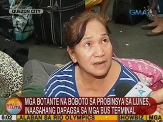 UB: Mga botante na boboto sa probinsya sa Lunes, inaasahang daragsa sa mga bus terminal