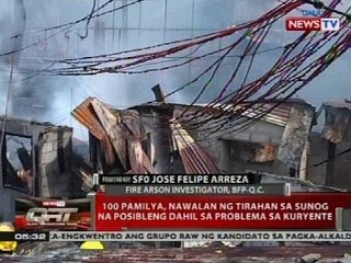 100 pamilya, nawala ng tirahan sa sunog na posibleng dahil sa problema sa kuryente