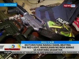 Motoristang nahuli dahil sa beating the red light, nahulihan ng mga armas sa kanyang sasakyan
