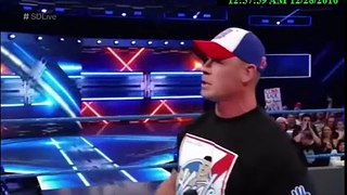 John Cena Returns smackDown Live 12/27/16 -John cena Shows respect to Aj styles