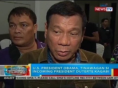 BP: U.S. President Obama, tinawagan si incoming President Duterte kagabi