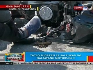 BP: Tatlo sugatan sa salpukan ng dalawang motorsiklo sa Binmaley, Pangasinan