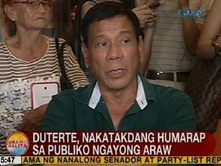 UB: Duterte, nakatakdang humarap sa publiko ngayong Lunes