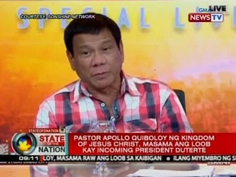 SONA: Pastor Apollo Quiboloy, masama ang loob kay Incoming President Duterte