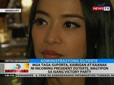 Mga taga-suporta, kaibigan at kaanak ni incoming President Duterte, nagtipon sa isang victory party