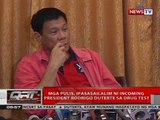 Mga pulis, ipasasailalim ni incoming president Rodrigo Duterte sa drug test